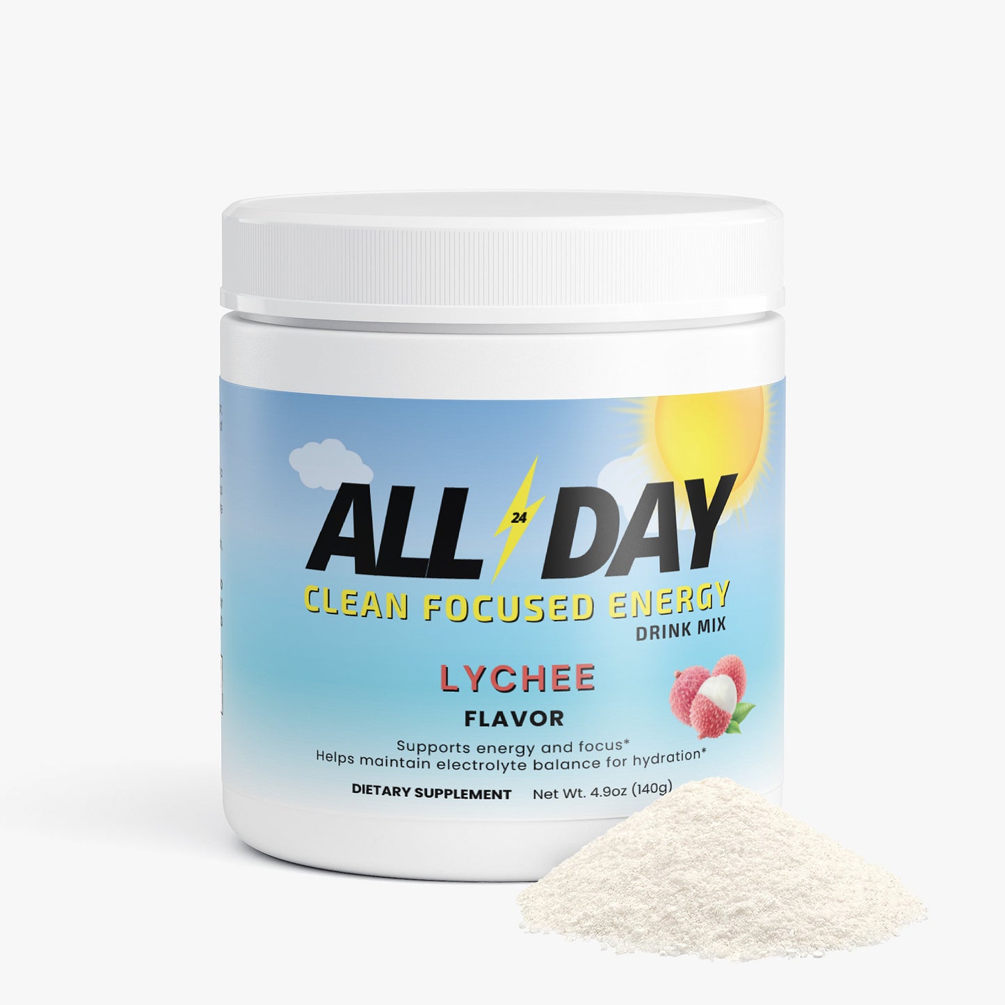 'ALL DAY' Energy Drink Mix (Lychee Flavor)
