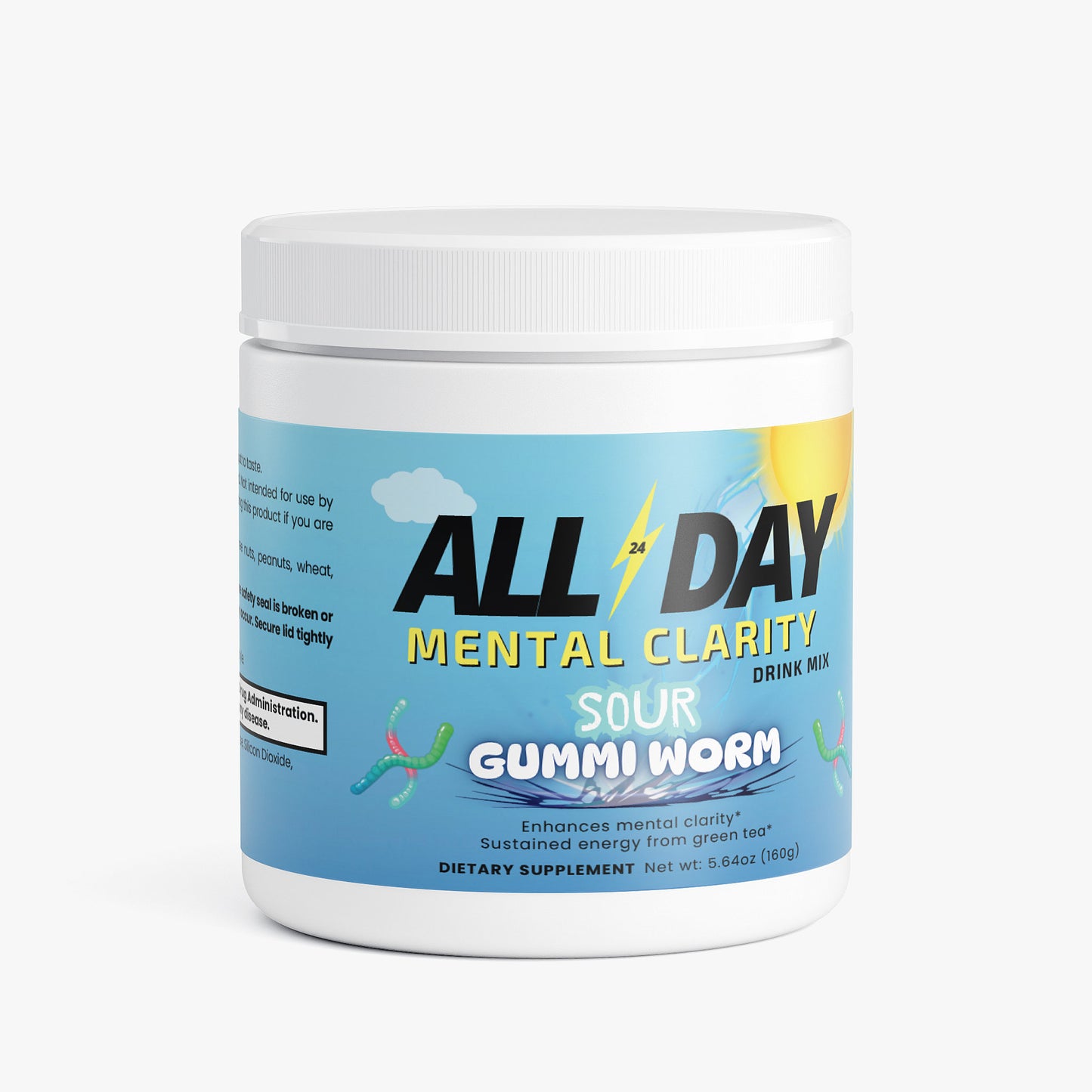 'ALL DAY' Mental Clarity Drink Mix Sour Gummi Worm